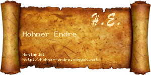 Hohner Endre névjegykártya